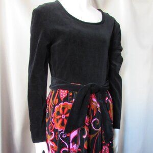 Vintage 1970 Era Long Hostess Gown Black Velveteen